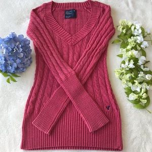 American Eagle Pink Sweater V-Neck